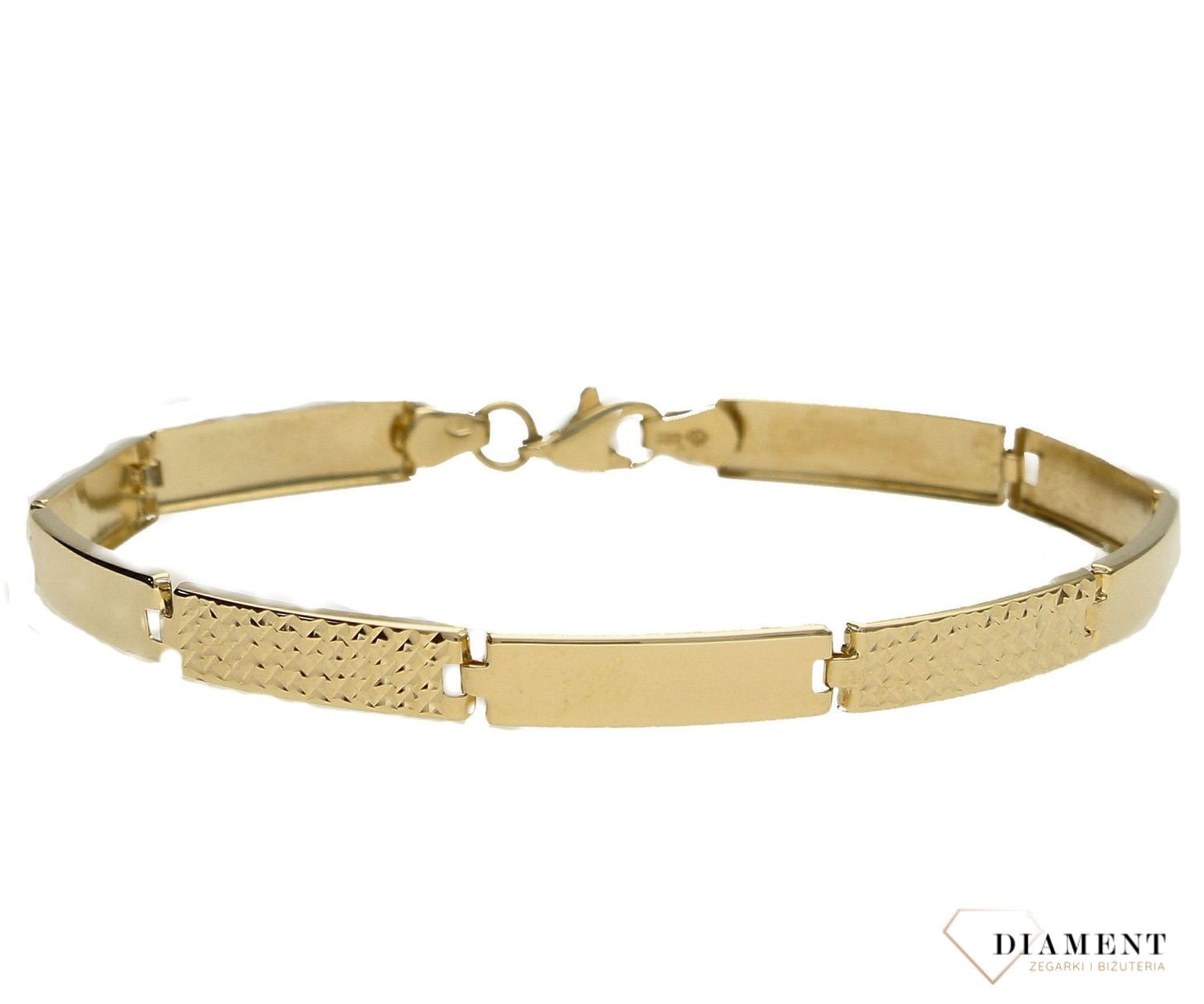 Złota bransoletka damska 333 'prostokątne blaszki gładkie i grawerowane'  (1).jpg